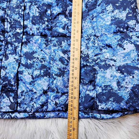 Susan Graver Hooded Puffer Quilted Vest Size 2X XXL Blue Abstract Winter Cozy - Picture 14 of 14